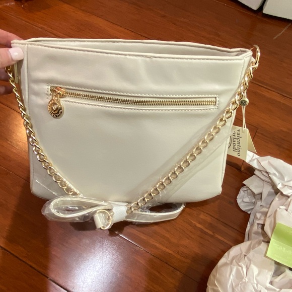 Valentino Orlandi Off White and Gold Quilted Cross Body Purse - Picture 7 of 11